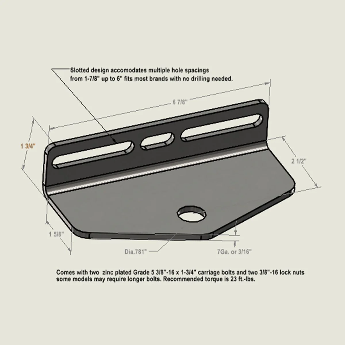 Universal Trailer Hitch For Riding/Zero Turn Lawnmowers (RHA-003-P) - With 3/4" Hitch Pin - Image 6